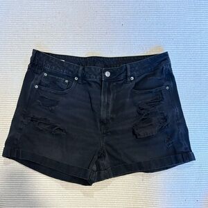 Women's Black Distressed Denim Shorts